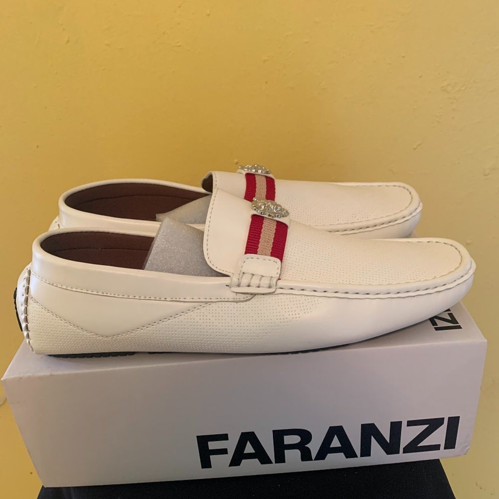 Faranzi White Slip Ons With Buckle